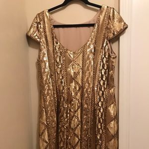 Gold sequined Adrianna Papell dress Sz 14 women’s